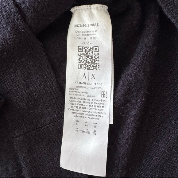 Armani Exchange V Neck Long sleeve  XL Blue - Picture 5 of 9